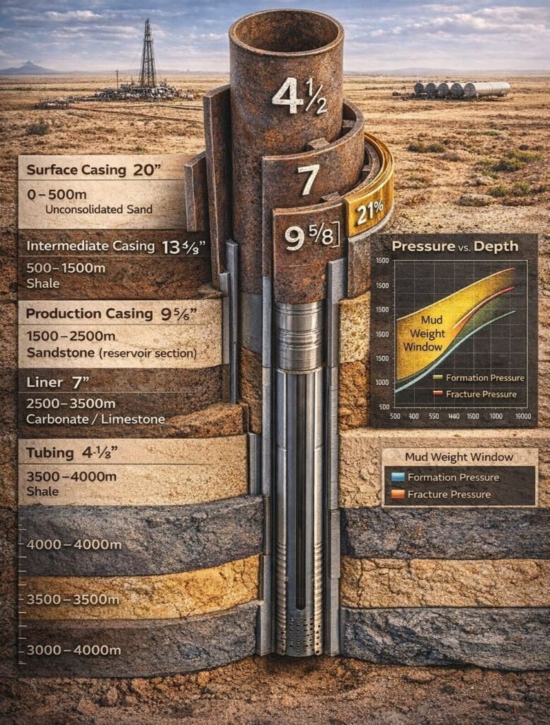 TYPICAL CASING PROGRAM IN OIL WELLS — SIMPLIFIED FROM FIELD TO ...